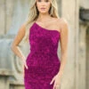 Aria One Shoulder Mini Dress - Fuchsia