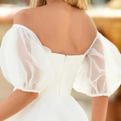 Chloe Puff Sleeve Mini Dress -White -ladyblacktie shop ComA001 46 15325.1680533427