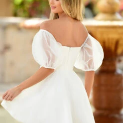 Chloe Puff Sleeve Mini Dress -White -ladyblacktie shop ComA001 46 95200.1680533390