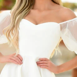 Chloe Puff Sleeve Mini Dress -White -ladyblacktie shop ComA001 47 25604.1680533427