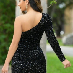 Rita One Sleeve Mini Dress - Black -ladyblacktie shop Comfy1 31 14091.1660841417