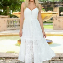 Sisi Eyelet Midi Dress - White