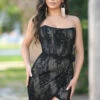 Everly Corset Mini Dress - Black Lace