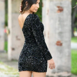 Rita One Sleeve Mini Dress - Black -ladyblacktie shop GvH 1017 24961.1661181861