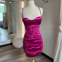 Pia Mini Dress - Fuchsia -ladyblacktie shop IMG 2338 14621.1692896618
