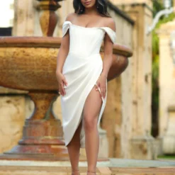 Cindi Corset Midi Dress - White