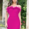 Sochi Mini Dress - Hot Pink Feather