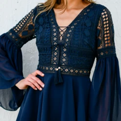 Alyse Dress - NAVY-FINAL SALE -ladyblacktie shop alyse navy closeup 61731.1596302271