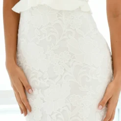 Abby Midi Dress - White 11 Abby Midi Dress - White -ladyblacktie shop closeup 1 37691.1651090367