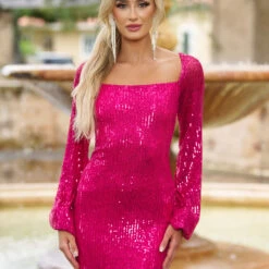 Sylvia Sequin Mini Dress - Fuchsia