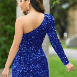 Rita One Sleeve Mini Dress- Cobalt -ladyblacktie shop rita3 87728.1689597213